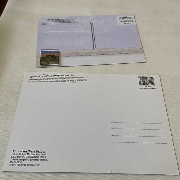 Set of 2 post cards unused new travel Utah Antelope Island state park - Picture 7 of 8